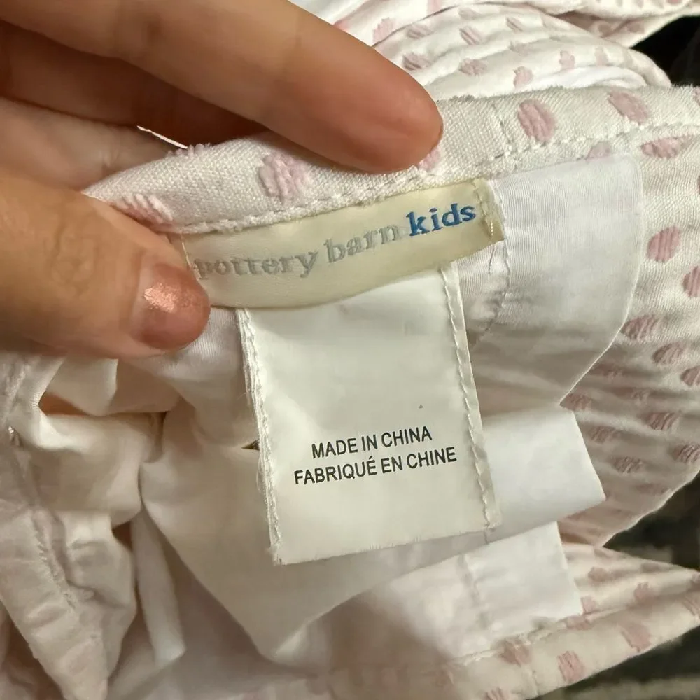 Pottery Barn Kids Audrey Chenille Dot Curtain Pole Panel Drape 44 x 63 Pink